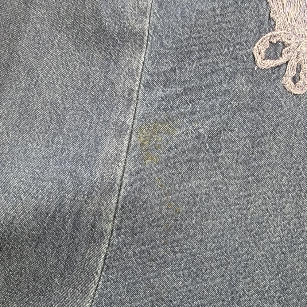 Vintage Styleworks Denim Maxi Dress Blue Embroidered Mesh Floral Boho Women's 4 - Picture 12 of 12